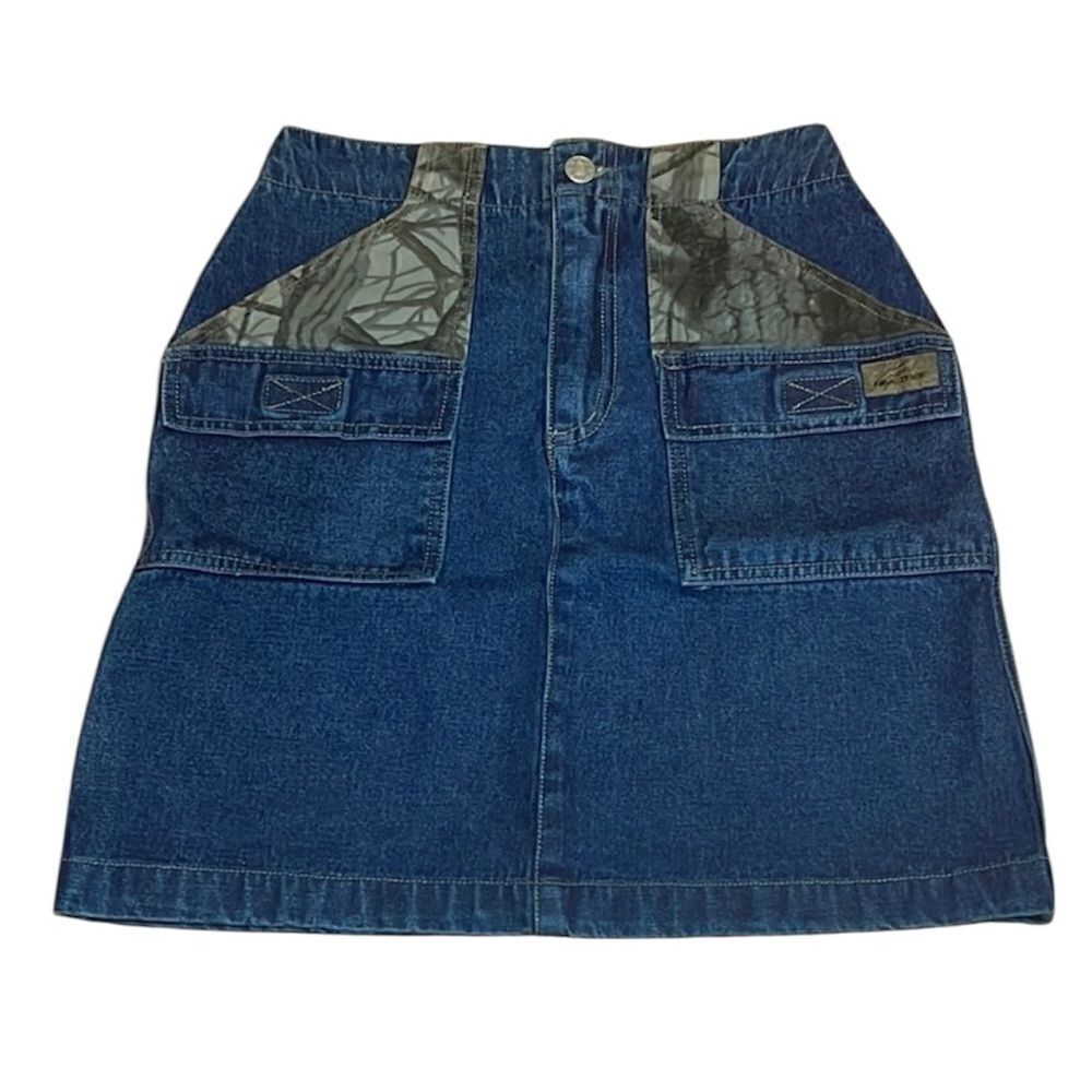 Vintage Real Tree and denim Jean Skirt XS